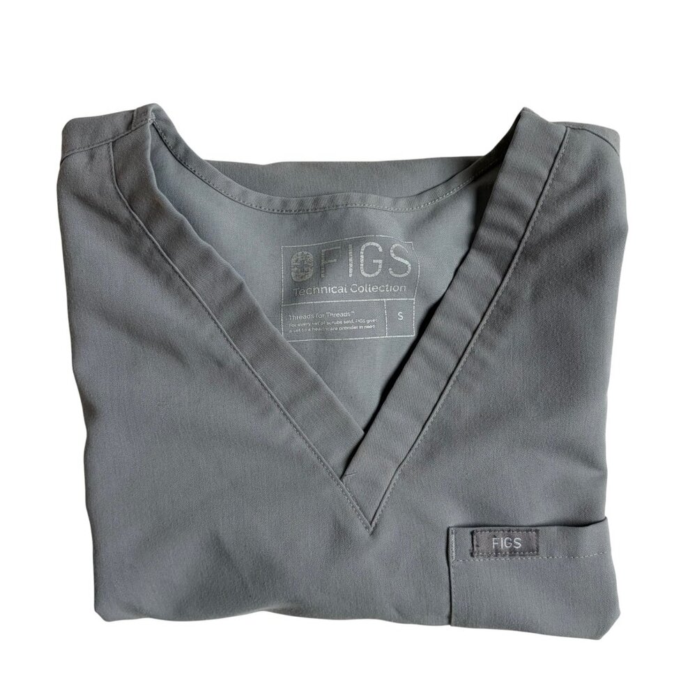 Figs Catarina One-Pocket Scrub Top (Grey) - Size Small